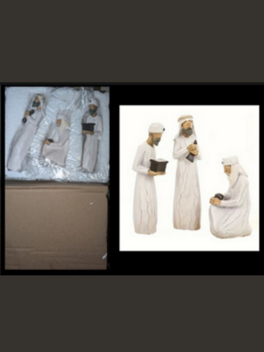 Resin Wood Like Three Wise Men Christmas Holiday Decoration Set Shabby Chic NEW
